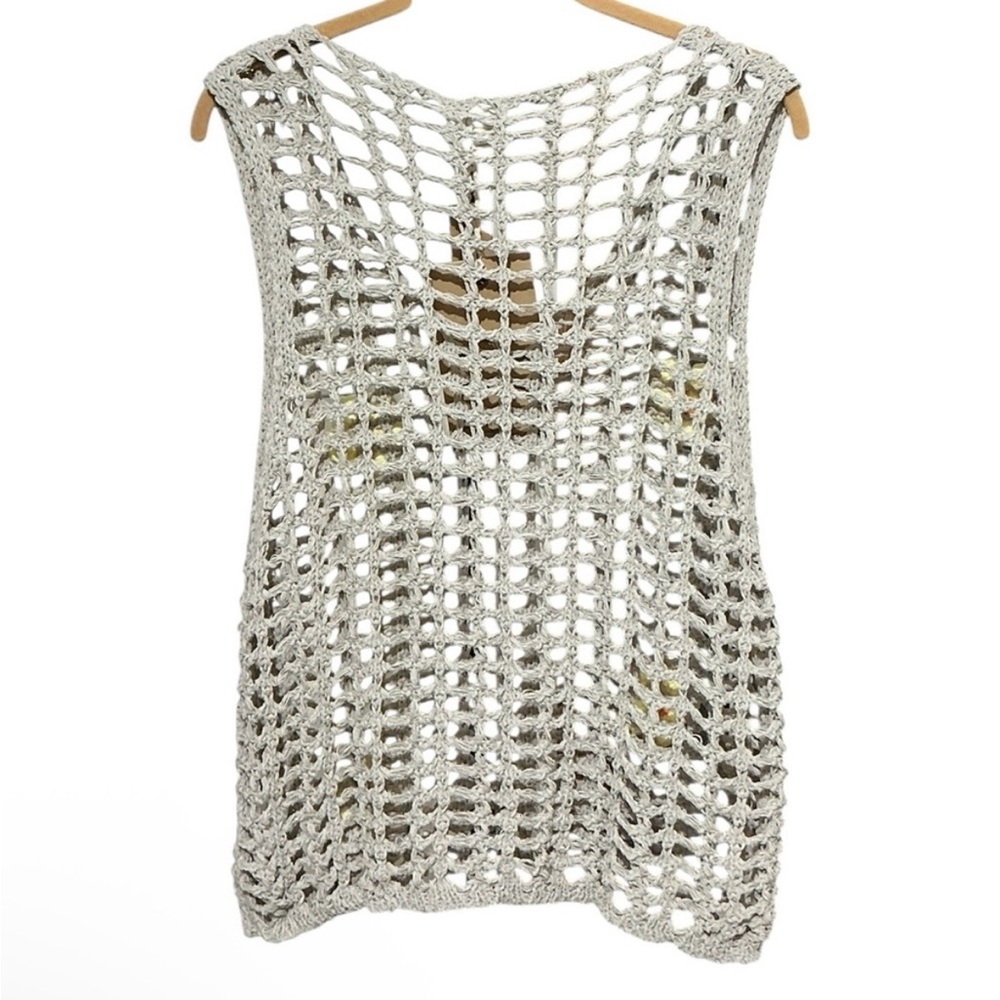 POL Crochet Flower Scoop Neck Boho Top S 21” p2p Mocha $84 Retail NWT - Picture 9 of 9